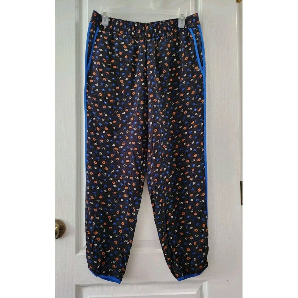MADEWELL Womens Prairie Posies Track Trouser Pants Prairie Floral Black Blue S
